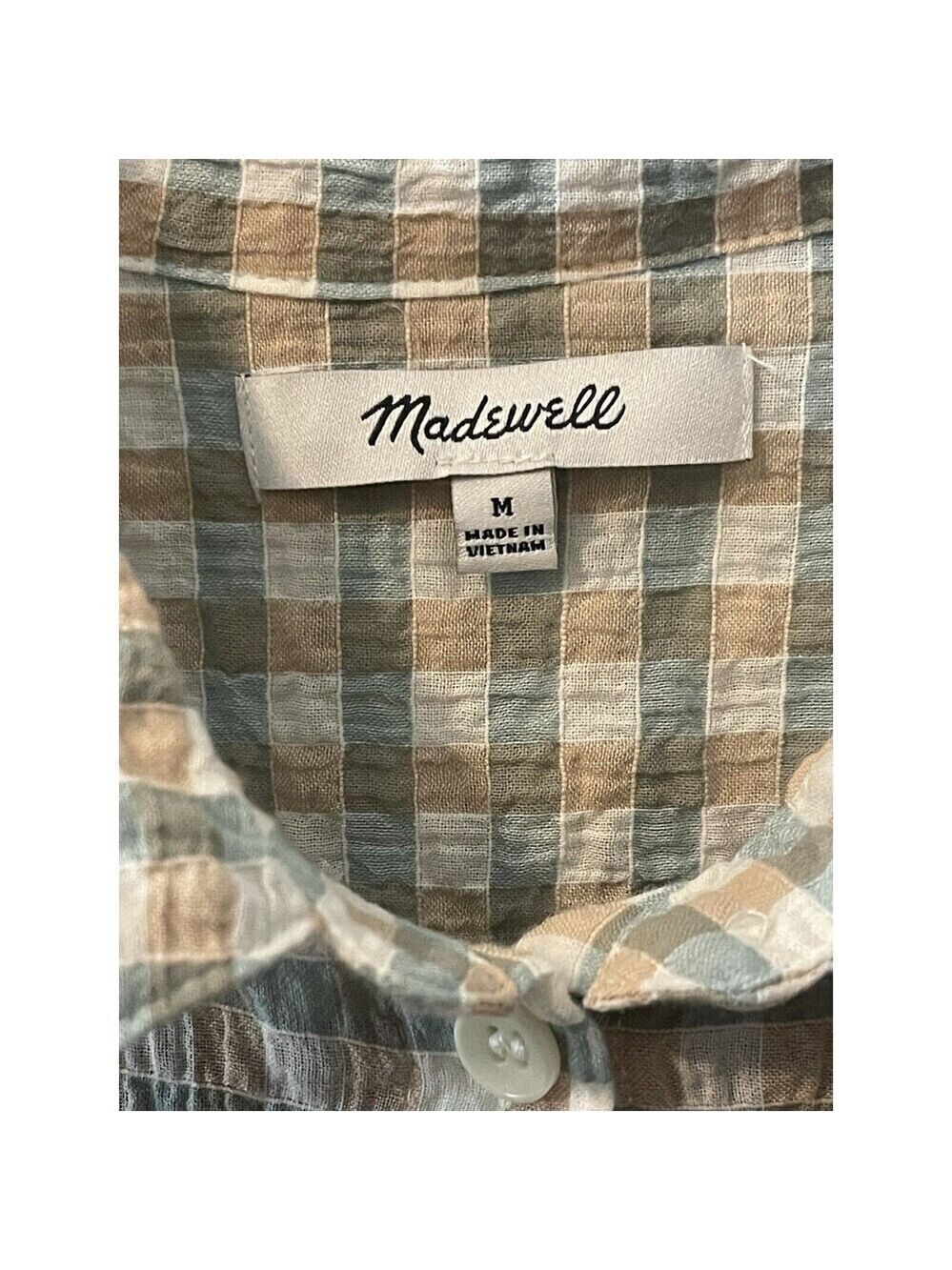 Madewell Crinkle Hayden Top Shirt Striped Size Medium Button Down - Picture 3 of 8